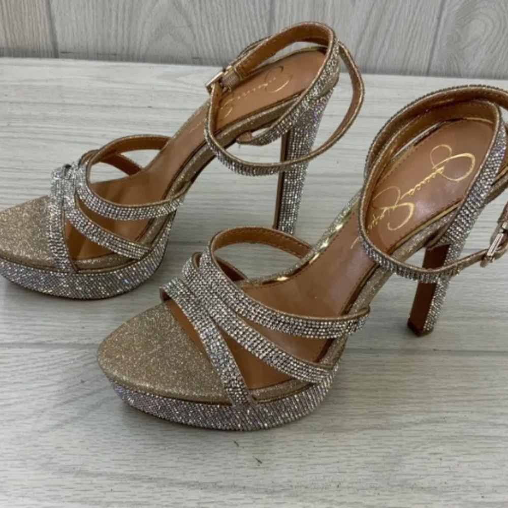 Jessica Simpson Balina Platform Heels, Women's Size 9.5 M, Gold NEW MSRP $98